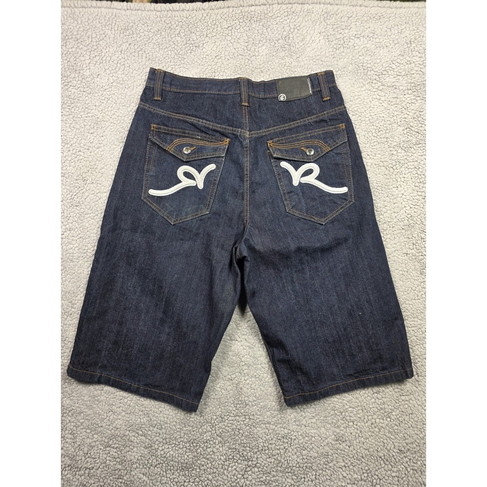 Vintage Rocawear Jorts Mens 34‎ Blue Baggy Denim Shorts Hip Hop Skater Cyber Y2K